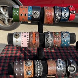 Cool Leather Rocker Cuff Bracelets