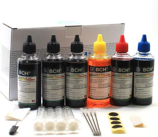 600ml Printer Ink Refill Kit for Canon Inkjet Printers - Compatible with PG-240 243 245 CL-241 244 246 XL Refillable Ink Cartridges - 6 Bottles x 100m