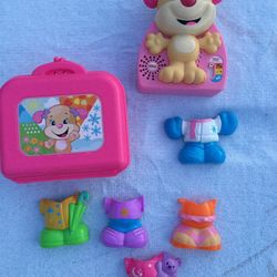 Fisher Price Laugh & Learn Smart Stages DRESS & GO PUPPY with Case & 5 Clothes