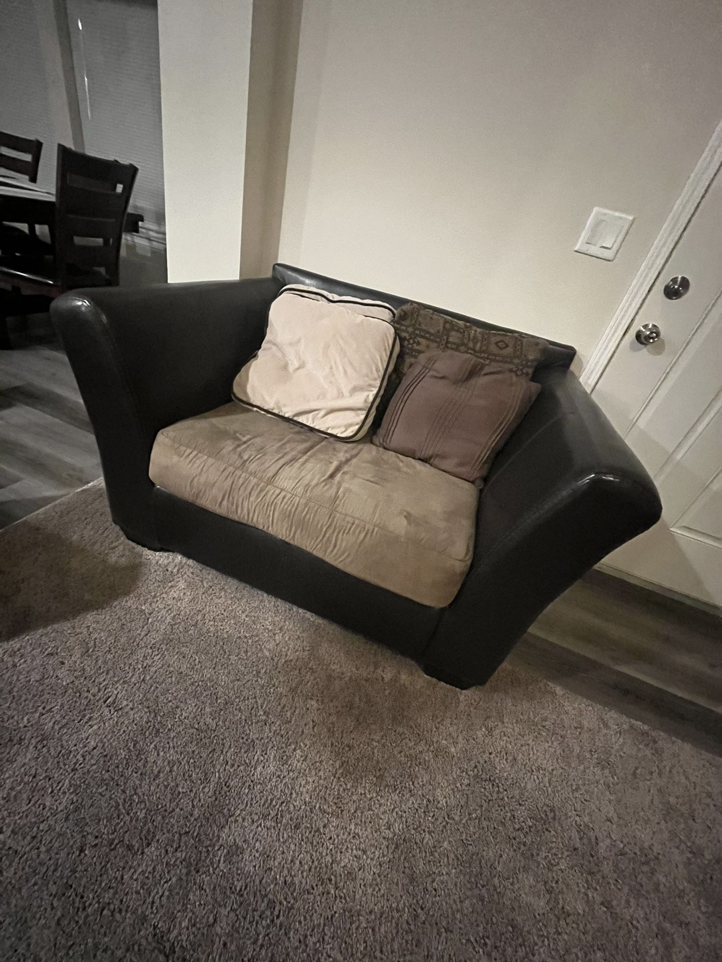 Over sized Leather Chair And Microfiber Cushion