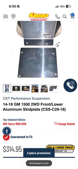 14-18 GM 1500 2WD Front/Lower Aluminum Skidplate