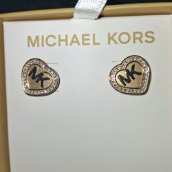 Michael More Gold Heart Diamond Earrings