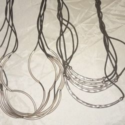 To Leather And Silver Tone Choker Style Necklace