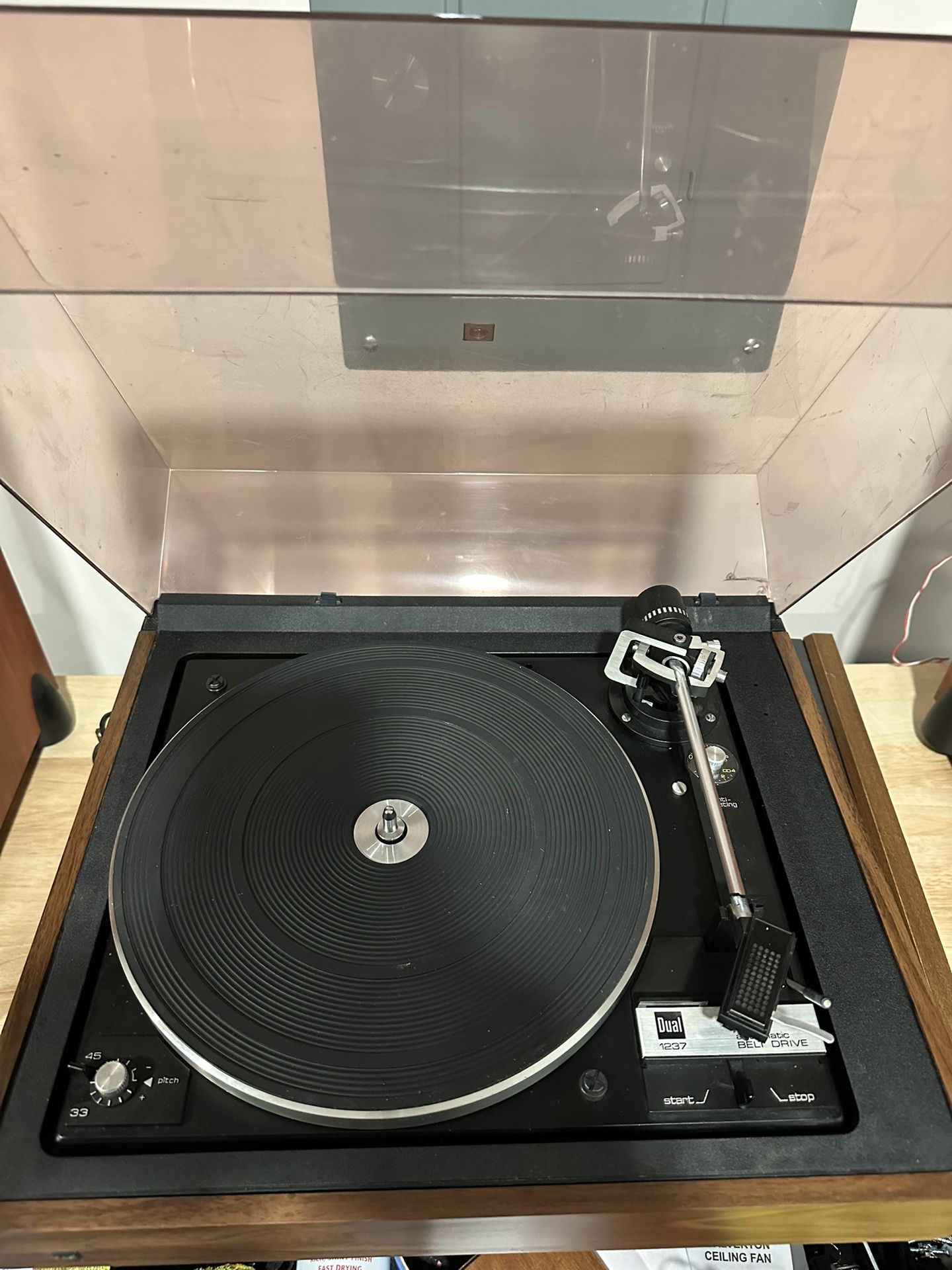 Dual 1237 Turntable W/cover For Parts Or Repair