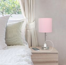 Pink End Table Lamp With Outlet