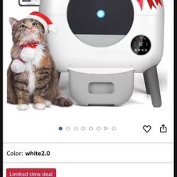 Self Cleaning Litter Box, Automatic Cat Litter Box with APP Control, Multi-Cat Compatible,1 Roll of Garbage Bags and Mat,white2.0X