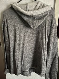 Gray Marled Knit Pullover Hoodie
