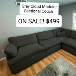 Dark Gray Cloud Modular Sectional Couch Sofa 