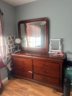 Cherry Wood Dresser with Mirror