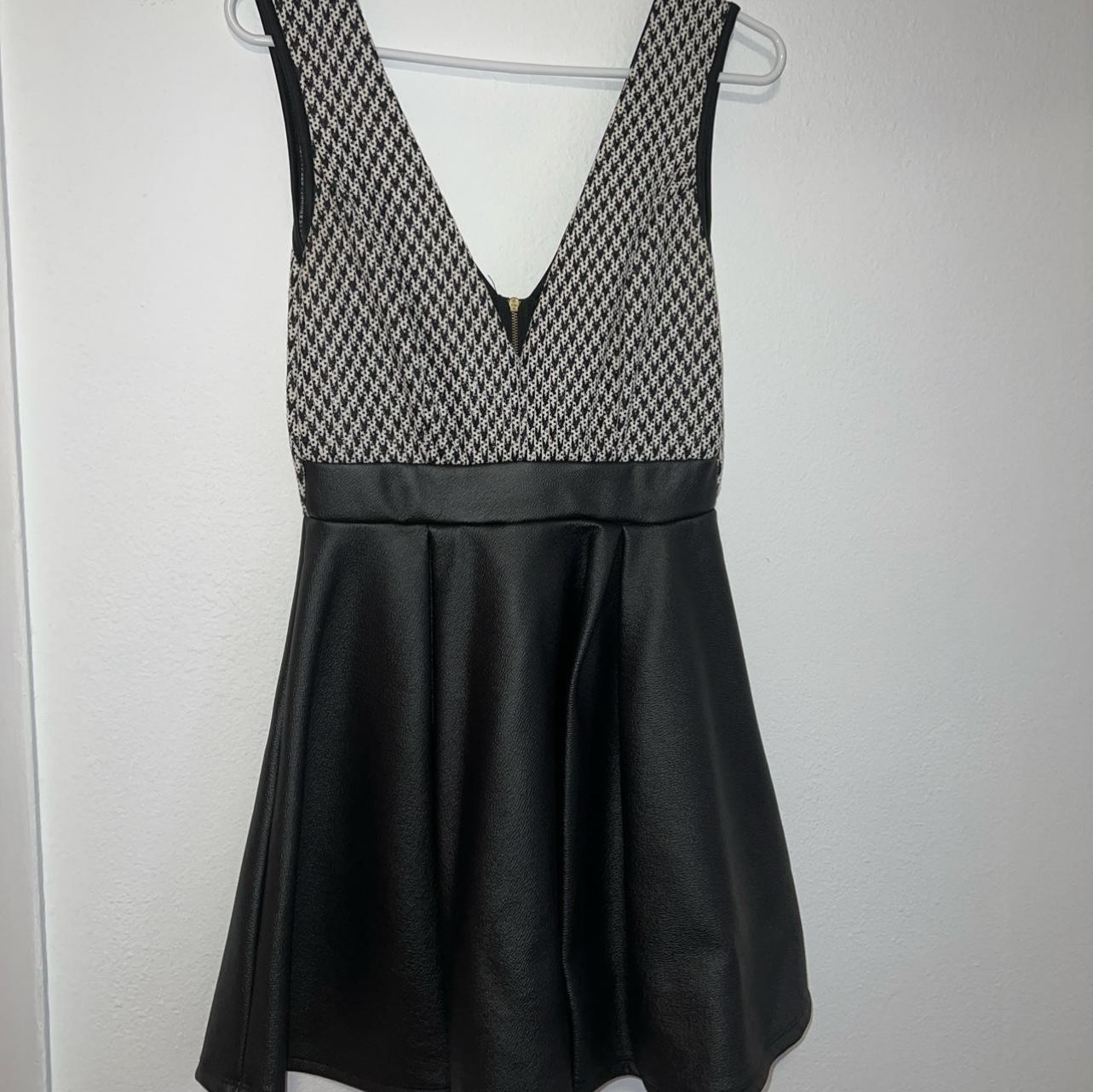 Black & White Faux Leather Dress