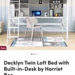 Twin sized loft bed with desk 