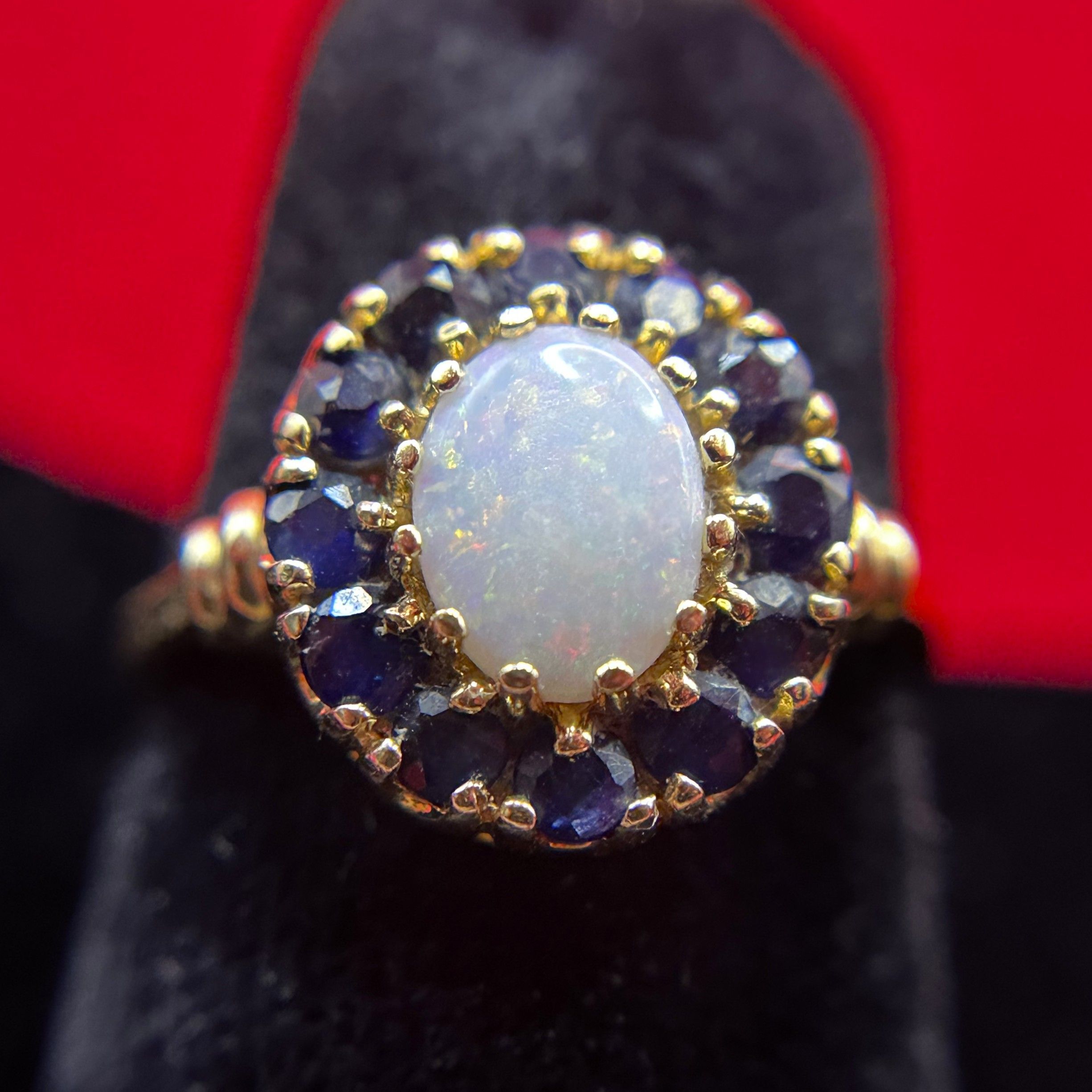 10K Yellow Gold Opal & Sapphire Ring
