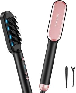BRAND NEW Wavytalk Hair Straightener Brush,Sleek Sweep Ionic Straightening Brush with 6 Temperature Adjust, Anti-Scald Ceramic Hair Straightener Comb 