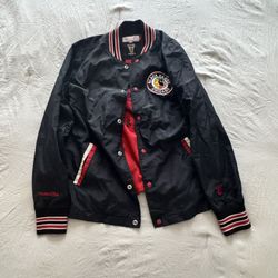 Vintage Mitchell & Ness Black Hawks Bomber 