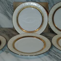 Noritake Sri Lanka Majestic Gold 9" Salad Plates Set Of Five