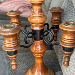 Wooden & Iron Candelabra 