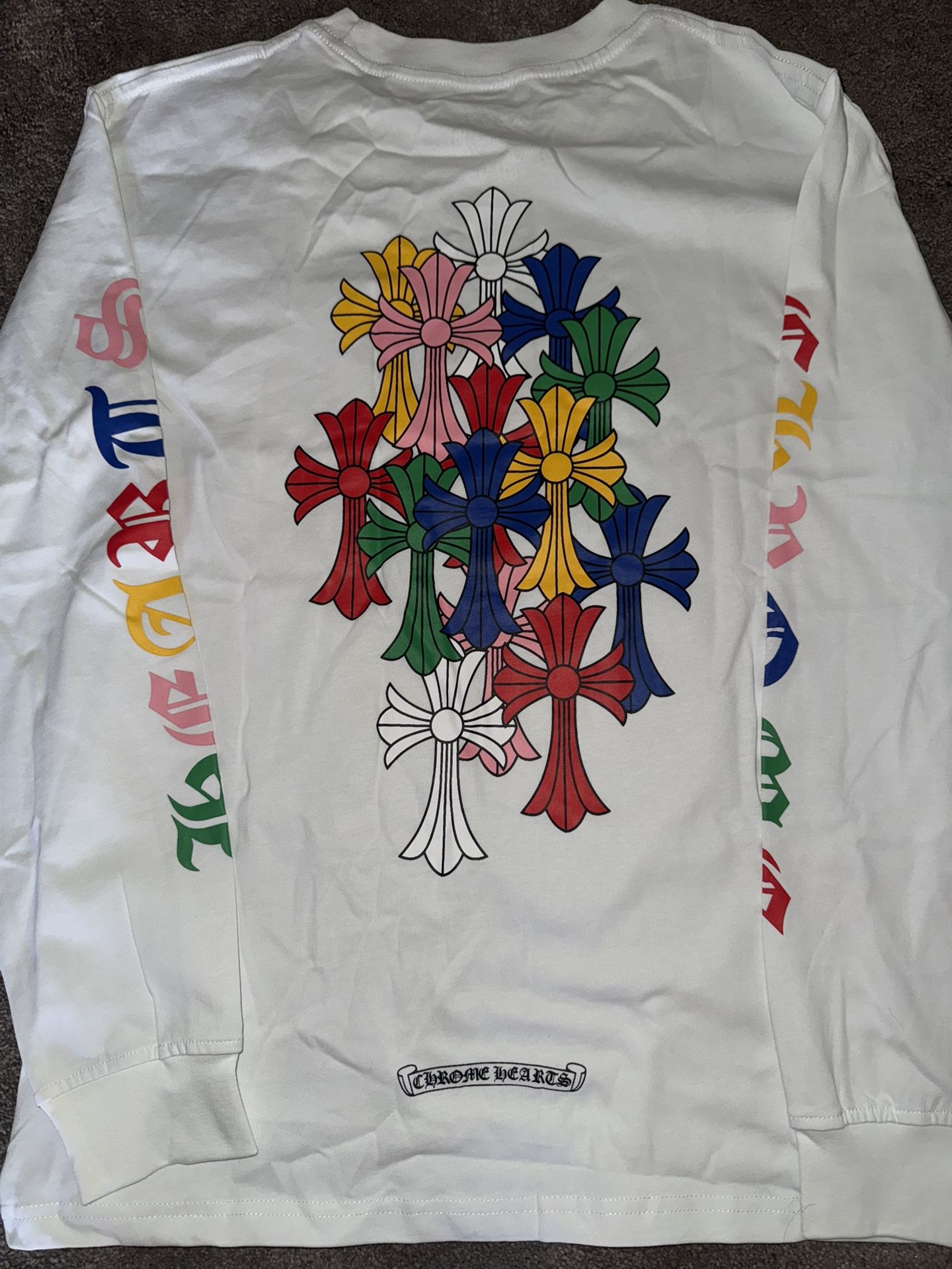 chrome heart multi color cross white longsleeve 