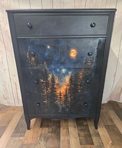 Vintage Dresser - moonlit forest