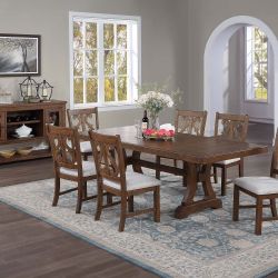 Brand New Oak & Grey 7pc Formal Dining Table Set 