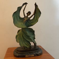Antique 21" Louis Icart "Fascination" Bronze Sculpture - Marble Base