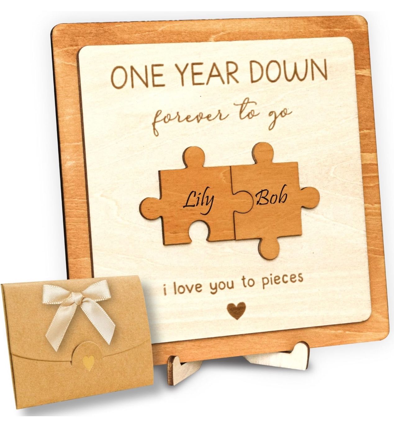 1 Year Anniversary Wood Gifts for Him Boyfriend - One Year Anniversary Wooden Gifts for Her, First Anniversary Wedding Gifts for Husband Wife, 1st Ann