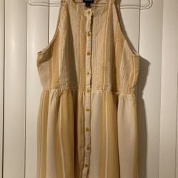 Torrid Plus Size Top 2X Stripes Orange Buttons Tunic Vacation Resort Wear Comfy