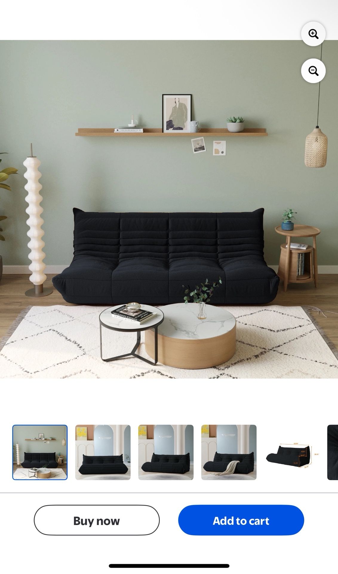 New in box Modern Sectional Sofa Togo Sofa Lazy Sofa Floor Sofa Foam Sofa Teddy Velvet Couch for Bedroom,Living Room,Apartment and Small Space,Three S