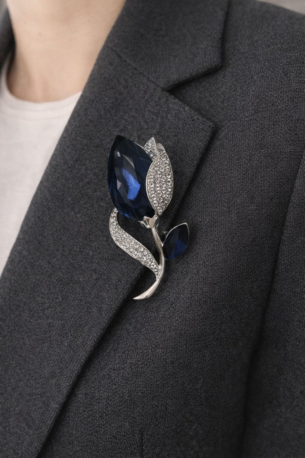 Navy gem brooch