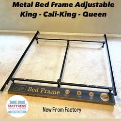 Metal Bed Frame Queen/King/Cal King Width Adjustable To Bed Size From 60” to 76” Inches. Delivery Available