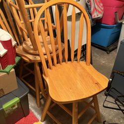 3 Wooden Swivel Chairs