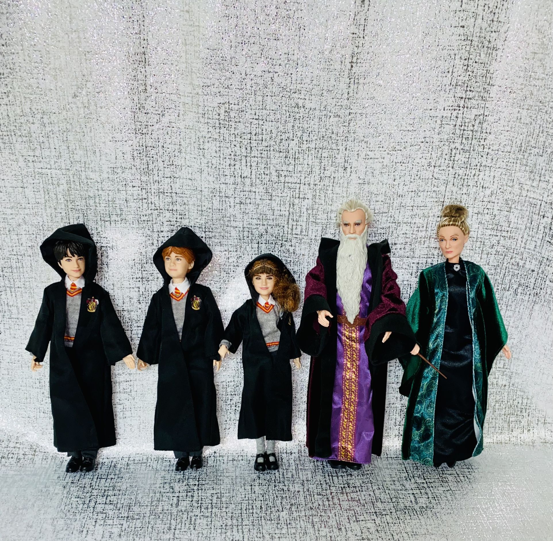 Lot of 5 Harry Potter Figure Dolls Harry, Ron, Hermione,Dumbledor and McGonagall