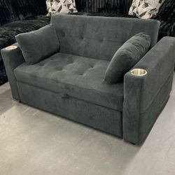 Convertible Couch Sleeper Sofa Great For Small Space actually Really Comfy. And A Loveseat Too! And Holds Drinks $450 Can Deliver 