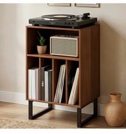 New in box - FurnPulse Record Player Stand with Vinyl Storage Cabinet, Turntable Table for Albums & LPs - Modern Media Console | Furniture for Living 