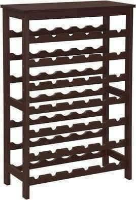 SONGMICS 42-Bottle Wine Rack Free Standing Floor, 7-Tier Display Wine Storage Shelves with Table Top, Bamboo Wobble-Free Bottle Holder for Kitchen Bar