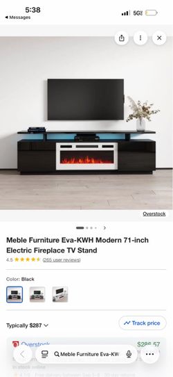 Meble Furniture Eva-KWH Modern 71-inch Electric Fireplace TV Stand