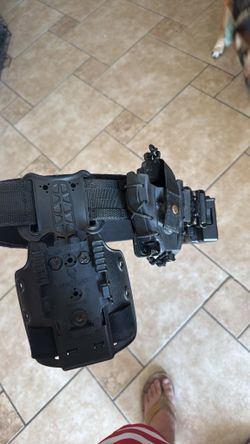 Safelife Tactical Belt, Double Sided Mag Holder, Mid Ride QR Fork, And Cuff Case.