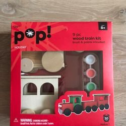 NEW POP Wood Train Kit Coloring Brush And Paint Included Kids Children DIY Art Craft Painting Gift Present 