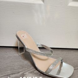 Womens Silver Diamond High Heels 