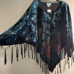 Coldwater Creek Velvety Shawl Cape Over Dress Top 