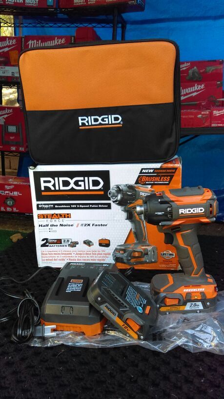 BRAND NEW RIDGID STEALTH FORCE BRUSHLESS 18 VOLT 3 SPEED PULSE IMPACT DRIVER KIT!!
