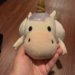 Round White Unicorn Plush Toy
