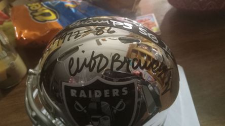 Signed chrome raiders helmet cliff branch