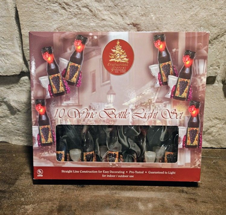 *NIB* Vintage Enchanted Forest "10 Wine Bottle Light Set"