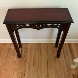 Bombay: Dark Cherry Wood Accent Table with Fretwork Detail