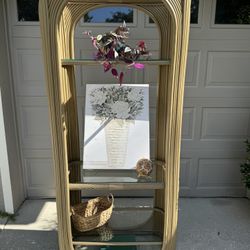 Rattan Shelf With Glass Shelves