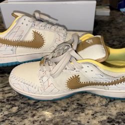 Nike Dunk Low N7 Beige Yellow Blue Brown Geometric Lace Up Sneakers DUNK-LOW-N7