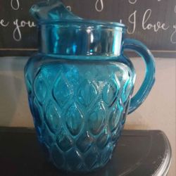 Vintage Anchor Hocking Blue Glass Pitcher