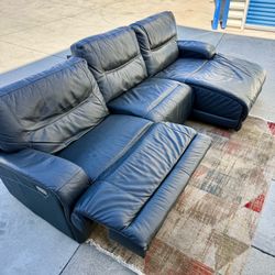 Macy’s Genuine Leather Power Reclining Sectional w/ Chaise - $2.4k New