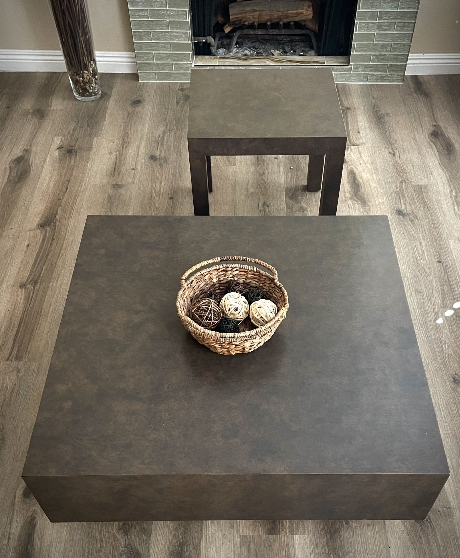Immaculate 70s Low Square Coffee Table + Matching End Table