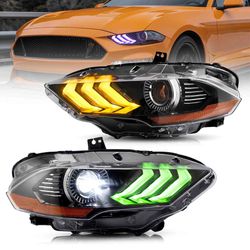 New LED RGB Headlights For Ford Mustang 2018-2023 Aftermarket Front lights Assembly